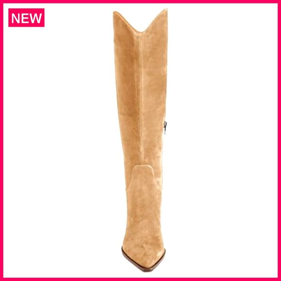 Wide Calf Knee High Boots Kitten Heel Pointed Toe Side Zipper - Picture 6 of 8